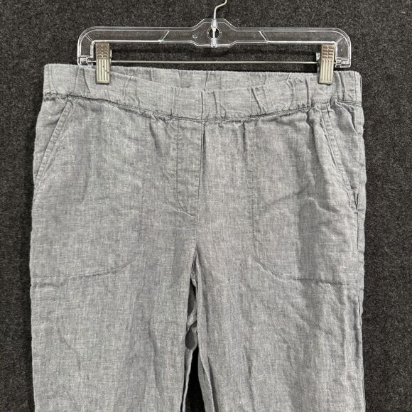 Pure Jill Pants Women's Small Blue Straight Leg Pull On Lightweight Linen Roll - Picture 2 of 9